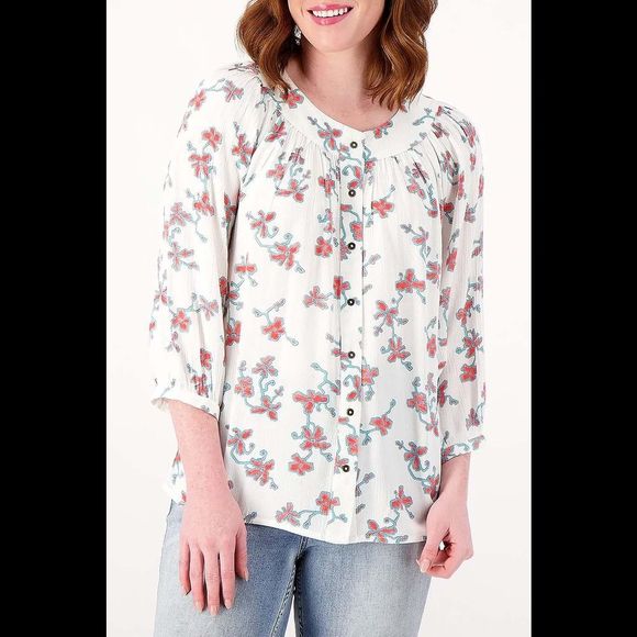 Canyon Retreat Printed Button Front Shirt Natural - Regular - Picture 1 of 1
